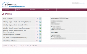 Die Auftrags-Übersicht der Dekorateure